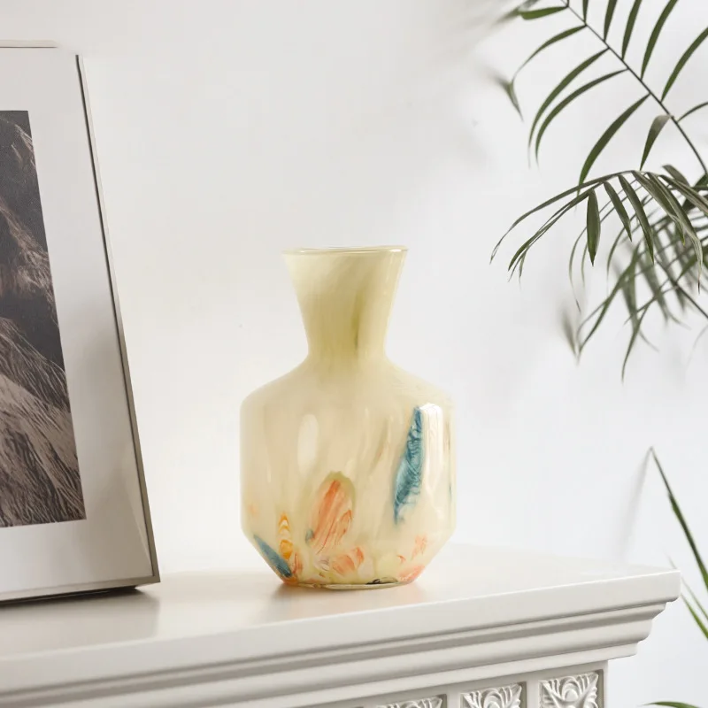 Daxiu Vintage Fenton Jade Amber Glass Vase Model Living Room Home Decor Ornament