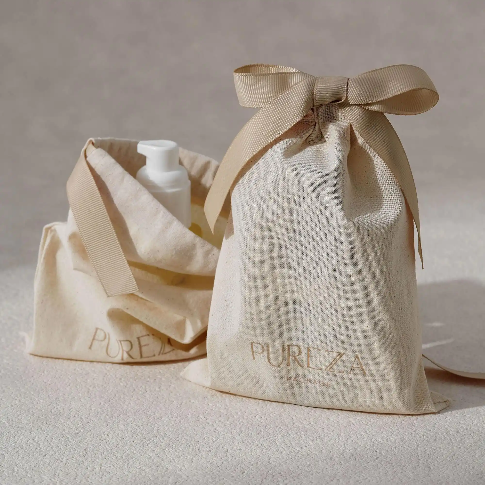 

Customizable Natural Cotton Drawstring Pouch Eco-Friendly Luxury Gift Packaging for Skincare Wedding Favors Special Events