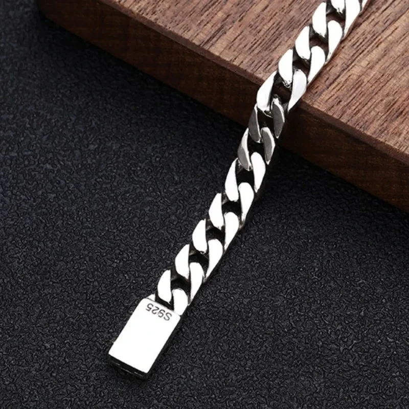 Factory Price 100% S925 Sterling Silver Punk Bracelet 7MM 8MM Punk S925 Silver Jewelry Certified Never Fade Men Jewelry Gifts