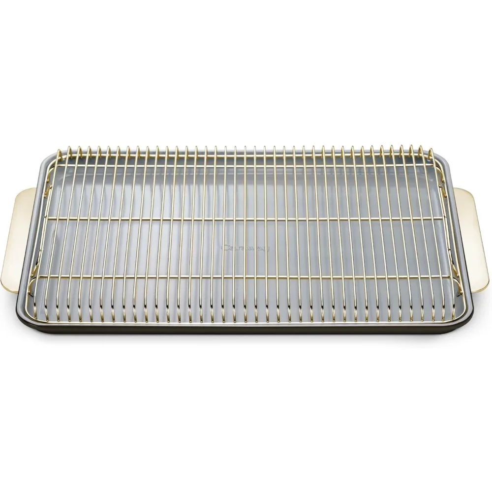 

Керамический лист для выпечки и охлаждающая стойка с антипригарным покрытием — керамическое покрытие — нетоксичный, не содержащий PTFE и PFOA — идеально подходит для выпечки, жарки