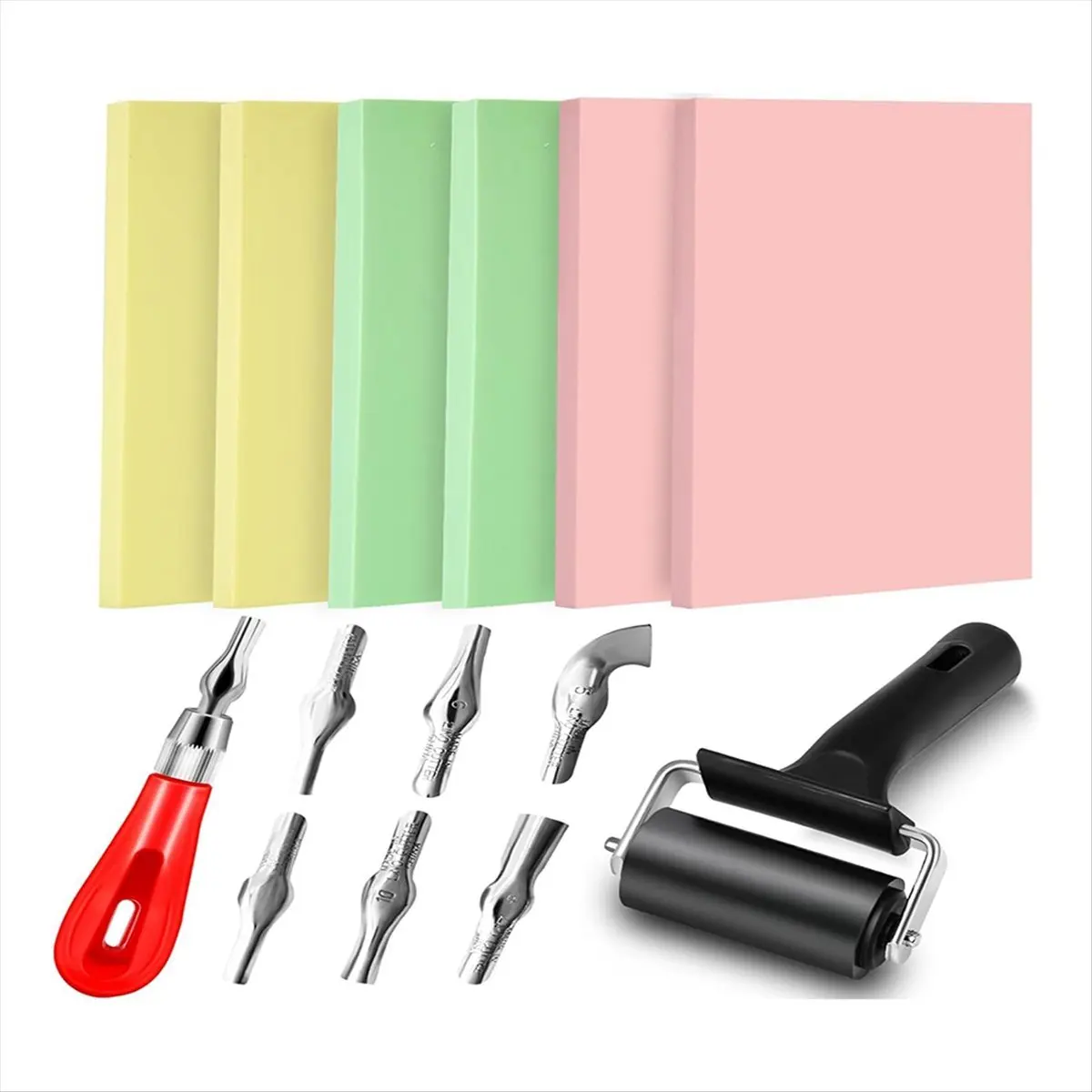 *N21R 14pcs Rubber Block Stamp Carving Blocks Rubber Stamp Kit, Carving DIY Stamp Making Kit, for Printmaking