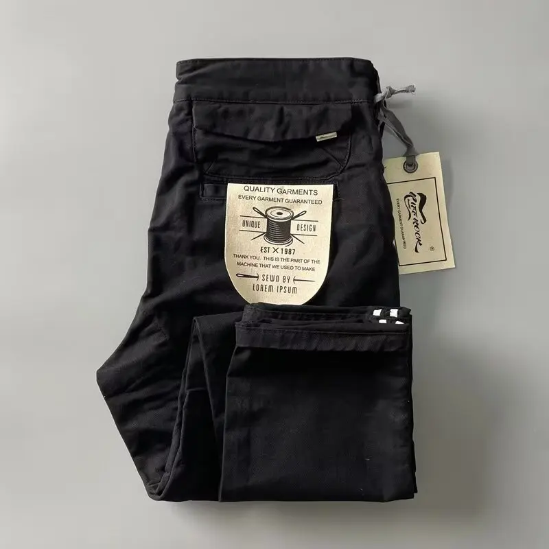 Man Cargo Pants American Cotton Style Heavy Duty Anti-Dirt Anti-Wear Loose Straight Leg Casual Trousers Daily Outdoor Work Pants