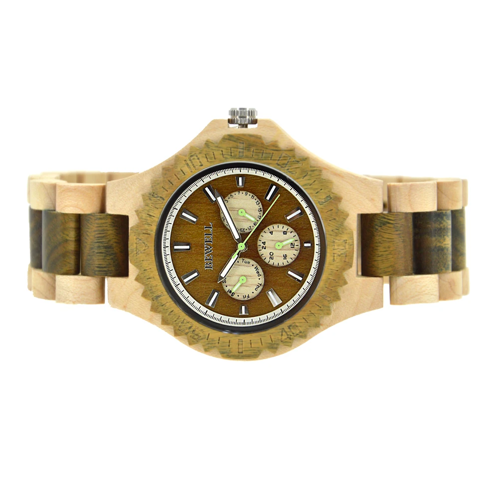 Men Wood Watch Quartz, Lightweight Vintage Men Wrist Watches with All Wood Strap