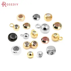 3MM 4MM 5MM 6MM 7MM 18K Color oro latón y cuentas espaciadoras de goma conector de dijes accesorios de joyería Diy