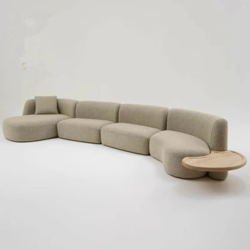 Nordic light luxury splicing solid wood fabric sofa, modern simple beauty salon hotel sales office special-shaped flannel sofa