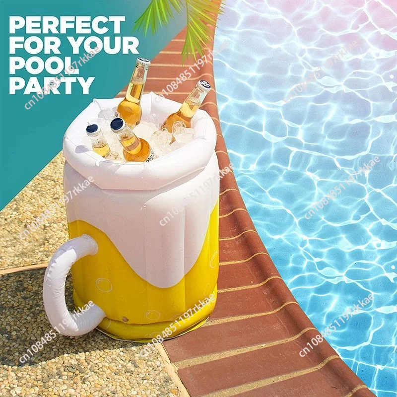 Inflatable Beer Mug Outdoor Portable Ice Bucket Beach Pool Party Beer Cooler Ice Cube Refrigerated Inflatable