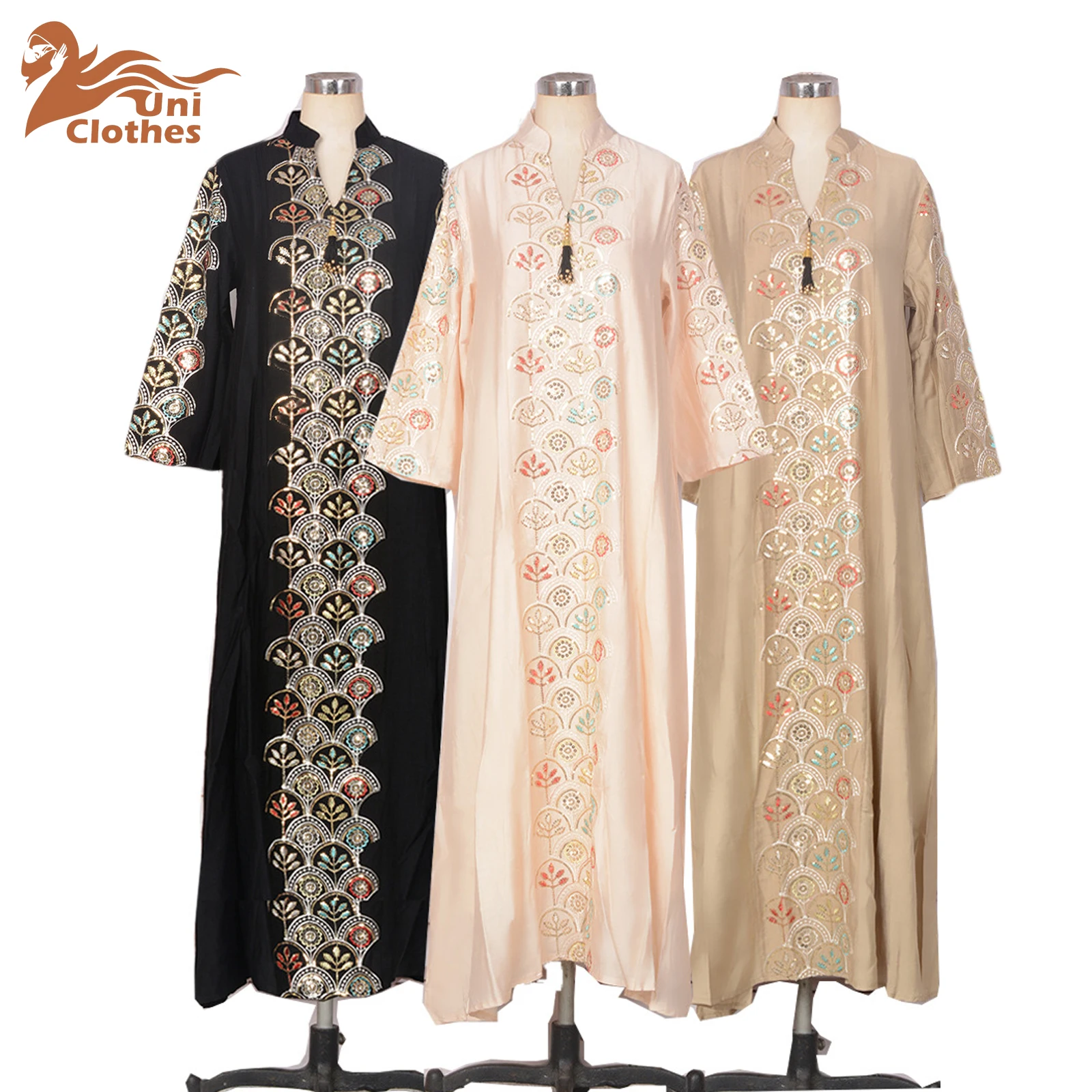 

UNI Ramadan Kimono Embroidered Abaya Dubai Luxury Abaya Turkish Modesty Robe Arabe Muslim's Dress Islamic Clothing Kaftan