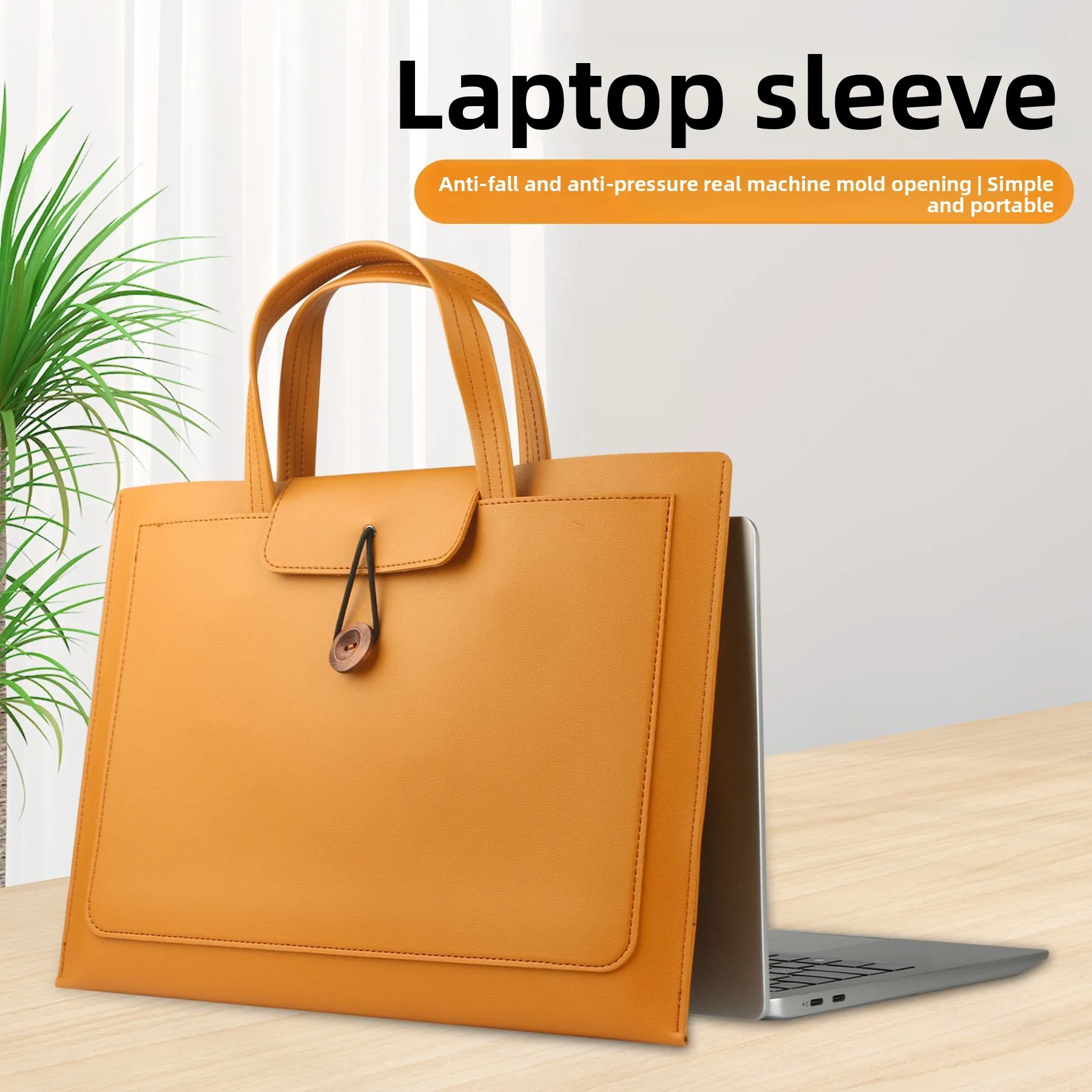 Lightweight PU Laptop Bag Large Capacity Business Sleeve Bag Briefcase Applicable MacBook Air 13 Pro 14 16 Huawei 15.6 Inch