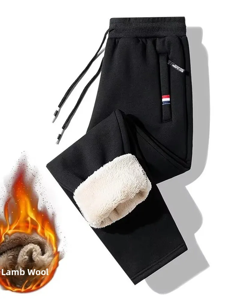 Loose Men's Sweatpants Autumn Winter Fashion Straight Leg Pants High Waist Trousers Trendy Chinese Style Warmth Comfortable