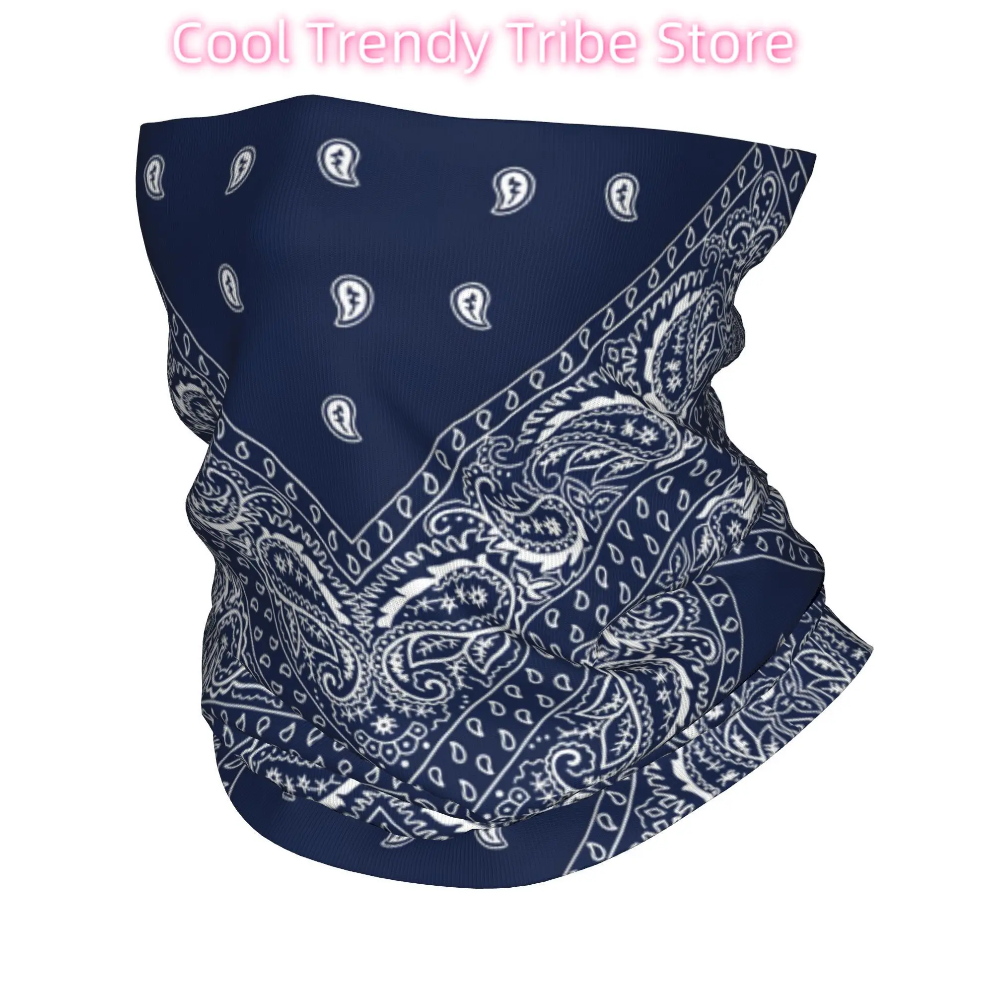 

Пользовательские синие классические гетры с узором пейсли для мужчин и женщин, ветрозащитный зимний винтажный шарф-бандана для пеших прогулок