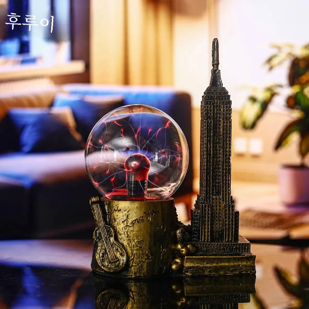 Empire State Building Crystal Plasma Light 4 Inch Glass Ball Touch Sensing Science Enlightenment Cool Interior Table Decoration