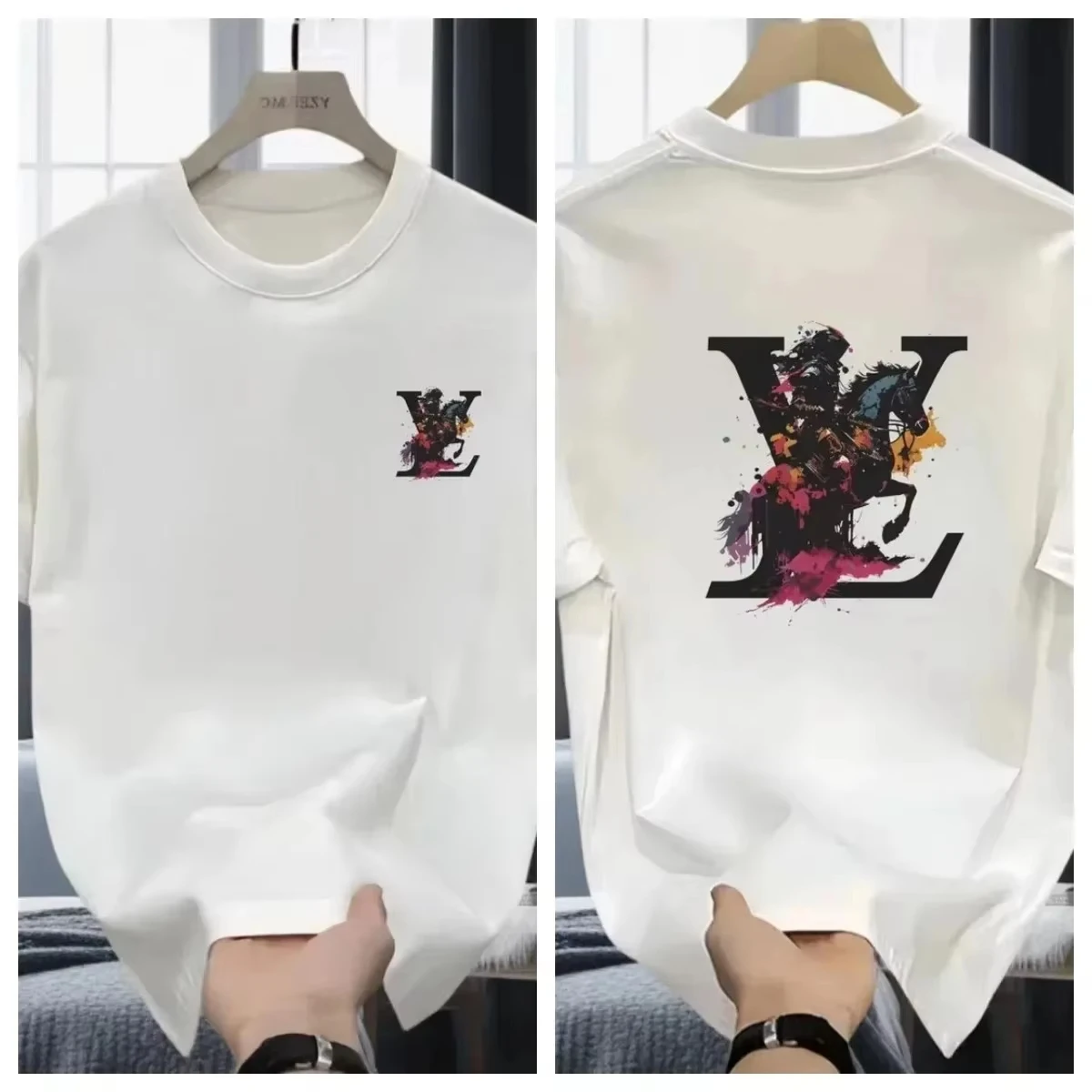 

2025 Men's Cotton T-shirt Fashion Brand Letter Printing Short-sleeved Couple T-shirt Casual Children's Parent-child Clothing