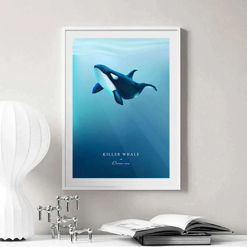 Nordic Whale Poster Sperm Whale Blue Whale Humpback Whale Orca Beluga Whale Canvas Painting Wall Prints Picture Room Home Decor