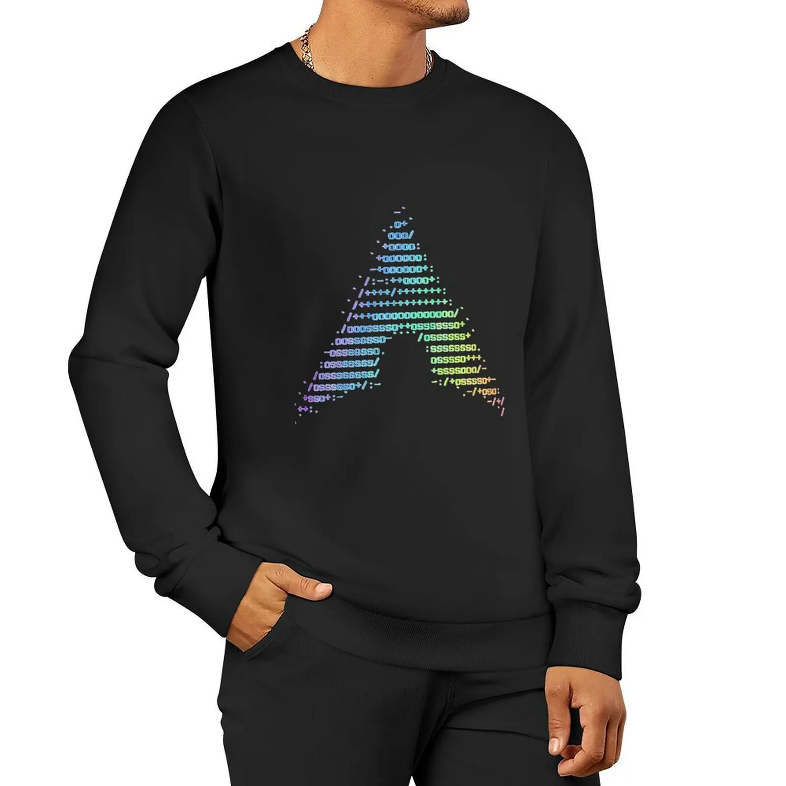 Arch-Linux-Rainbow-ASCII-Logo-- Pullover Hoodie graphic t shirts men hooded shirt new hoodies and sweatshirts