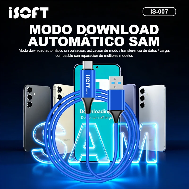 ISOFT IS-007 SAM Test Cable, Auto Trigger Download Mode 3-in-1 Charging & Data Transfer No Need Press For Mobile Phone Repair