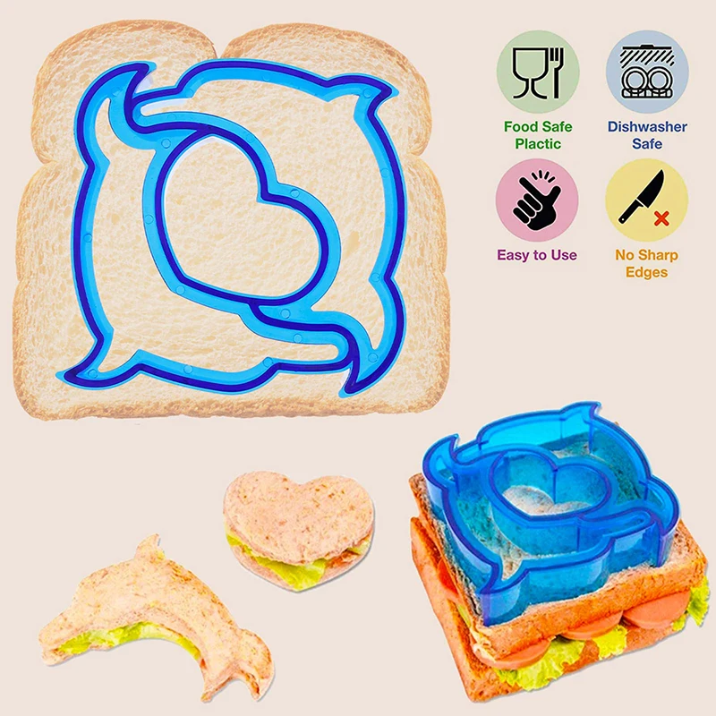 6 PCS Sandwich Cutters Set for Kids Children Bread Toast Cutting Maker Molds Baking Tools Lunch Bento Box Accessories