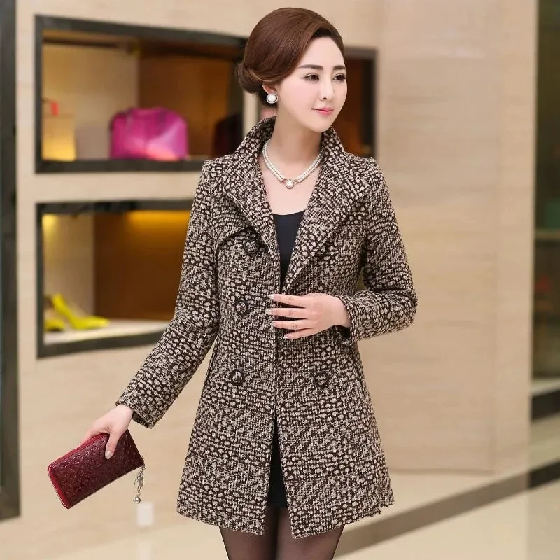 

Woolen Jacket Women's Mid Length 2024 Autumn/Winter New Korean Version Loose Plaid Add Cotton Thicken Warm Woolen Coats Female