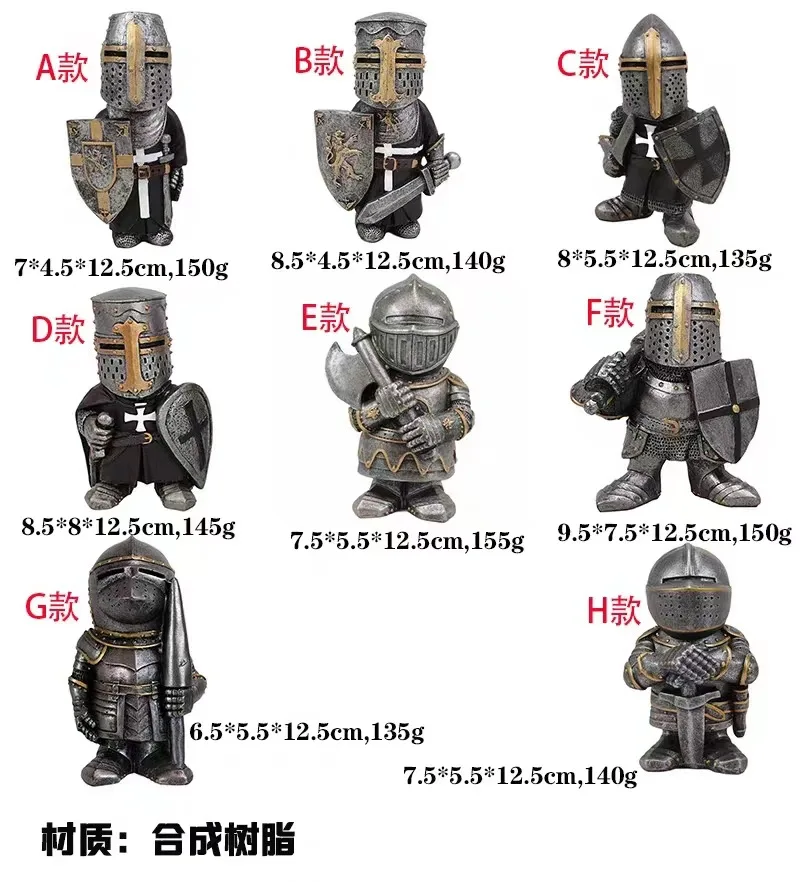 

Medieval Guard Sculpture Garden Decoration Home Living Room European Sculpture Resin Crafts Armor Knight Dwarf Guard