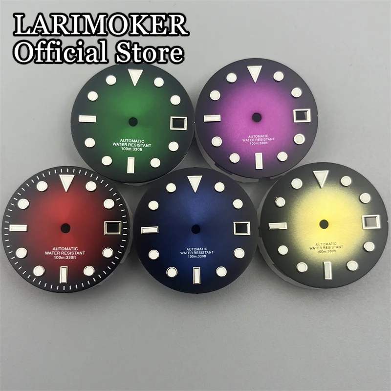 LARIMOKER 29mm Color Gradation Dial Green Luminous Watch Dial Fit 3 o'clock /3.8 o'clock NH35 Movement