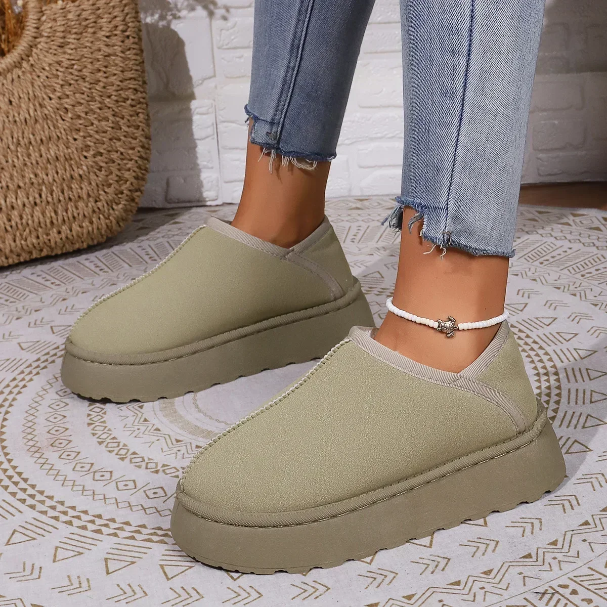 Women's Retro Suede Leather Warm Snow Boots Winter Soft Causal Thickening  Anti-cold Boots Woman New Platform Cotten Shoes 2024