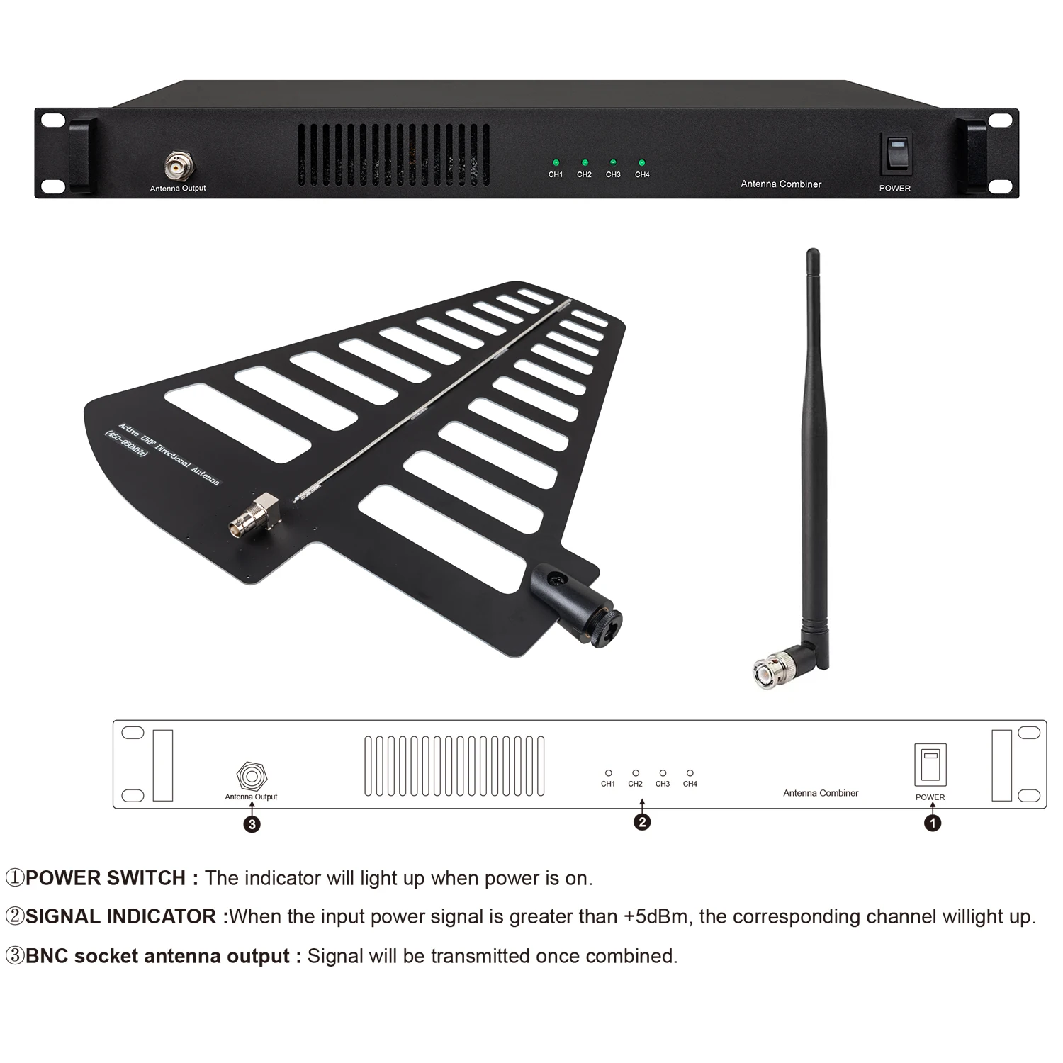 PA421B Antenna Combiner Four To One Antena Distribution System For In Ear Monitor Wireless Systems 4 Transmitters OEM Logo