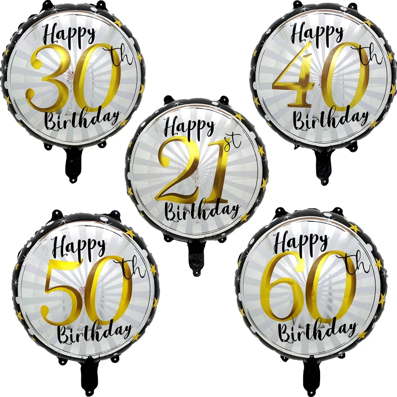 5pcs 18inch 21st 30th 40th 50th 60th Birthday Balloons Happy Birthday Party Decorations