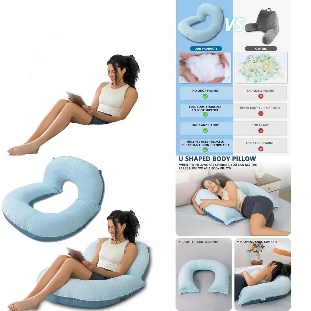 

Ergonomic Bed and Couch Pillow for Comfortable Sitting and Gaming, Blue Bubble Velvet