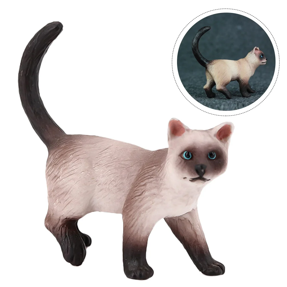 Siamese Cat Ornament Animal Model Desktop Plastic Solid Children's Toy Cognitive Home Decoration Plaything