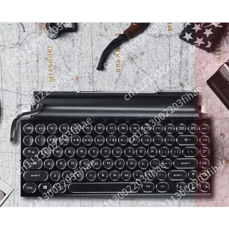 Typewriter, Steampunk, Wireless, Dual-Mode Mechanical Keyboard, Computer, Tablet
