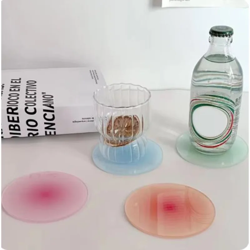 coaster set coasters Gradient Colour Non-slip Acrylic Coasters Photo Props Bar Cafe Desktop Decorations Mug Cup Mat