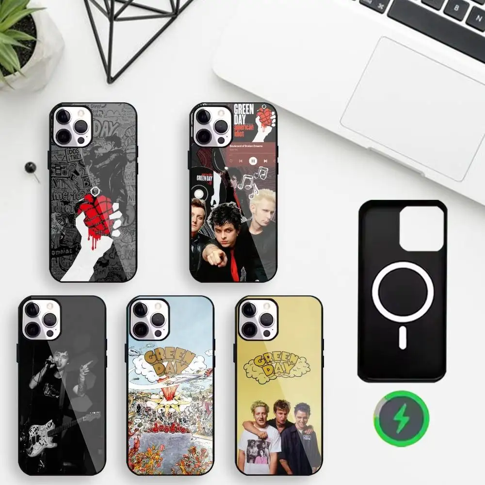 

G-Green D-Day Punk Rebel Icon Phone Case For iPhone17,16,15,14,13,12,11 Plus,For Magnetic Wireless Charge Cover