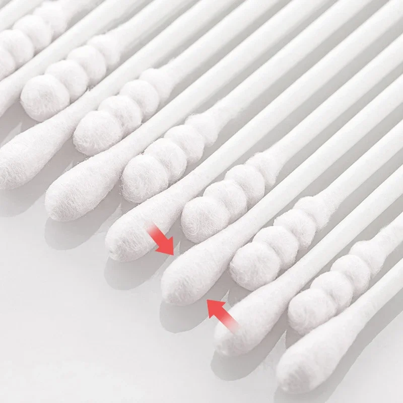 200Pc Lipstick Eyebrow Eyelash Cotton Swab Buds Pink Disposable Double-head Wood Sticks Cotton Swab Bud For Ear Medical Cleaning