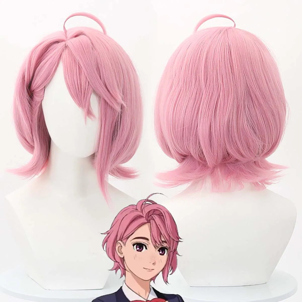 

Anime Cosplay Aira Shiratori Pink Short Hair Wig for Women