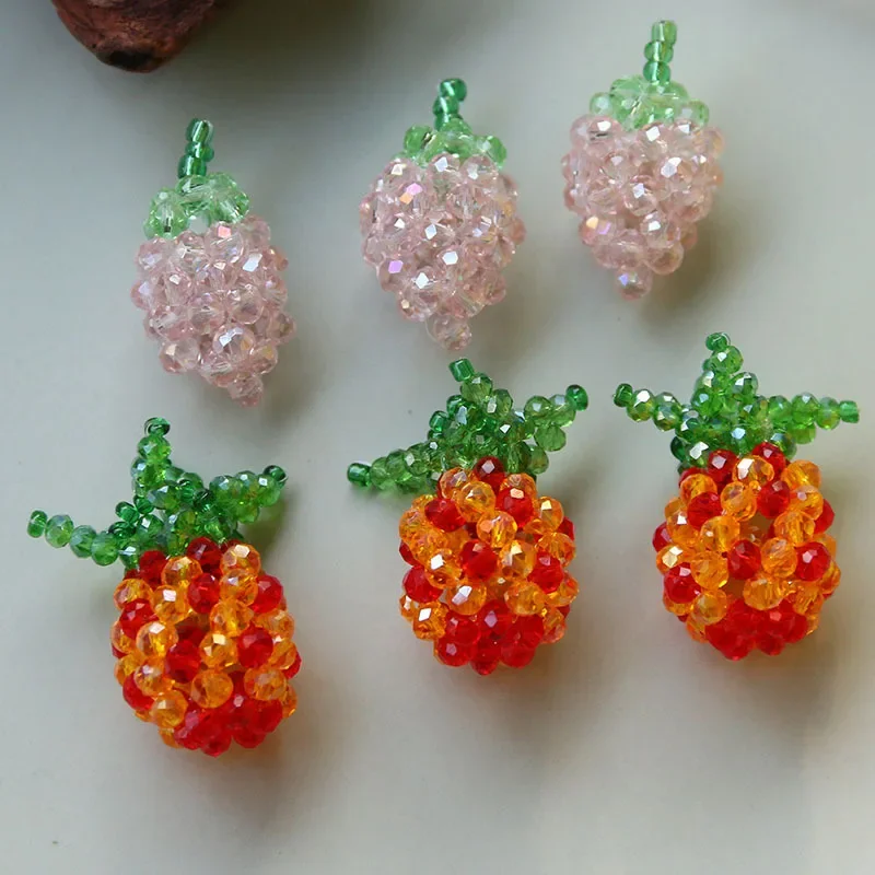 

1pcs fun new glass crystal woven three-dimensional fruit diy accessories lovely earrings bracelet necklace material wholesale