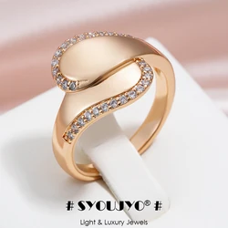 SYOUJYO Conspicuous Vintage 585 Rose Gold Color Ring For Women Glossy Fine Jewelry Natural Zircon Pave Setting Trendy Ring