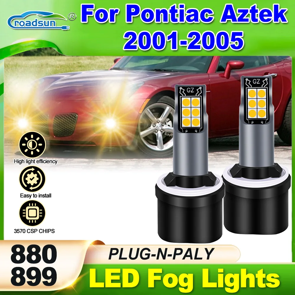 ROADSUN 880 899 Luces antiniebla para Pontiac Aztek 2001-2005 2003 2004 2PCS 3000K Canbus, bombillas LED para faros antiniebla de coche