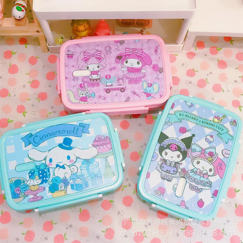 

Горячая коробка для завтрака Sanrio Girl из нержавеющей стали Hello Kitty Kawaii, аниме, модная устойчивая к падению изоляция, милый и забавный ланч-бокс, подарок