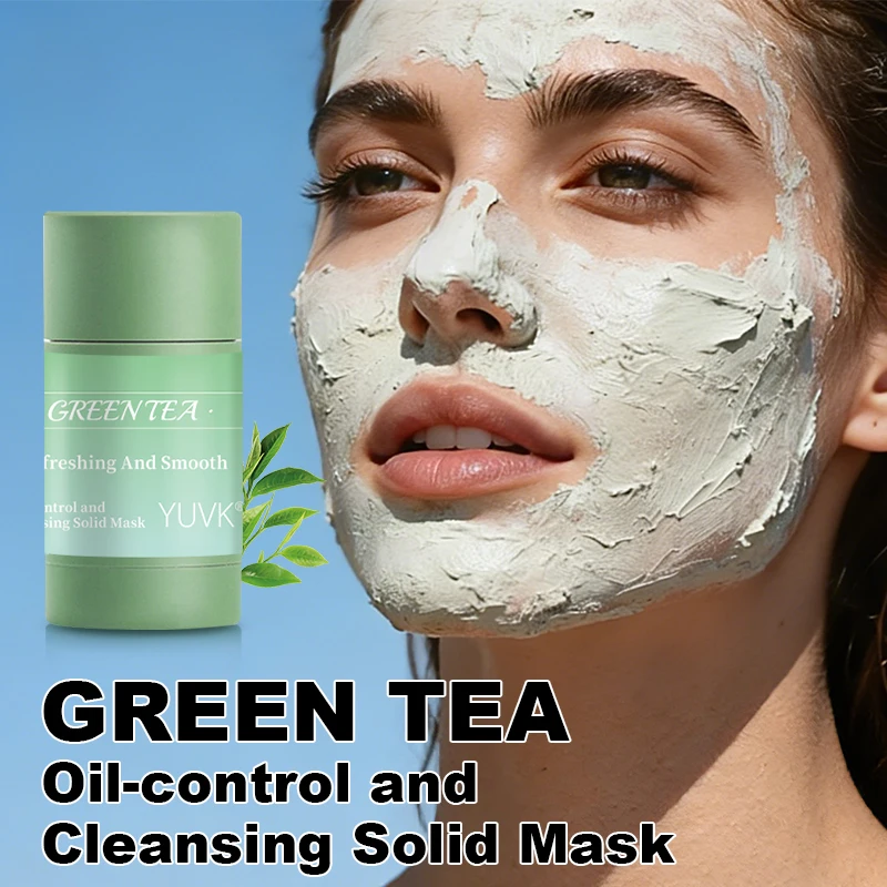 YUVK Green Mask Stick, Suitable For the Face, Blackhead Remover, Deep Pore Cleansing, Brightening Skin Tone-40g