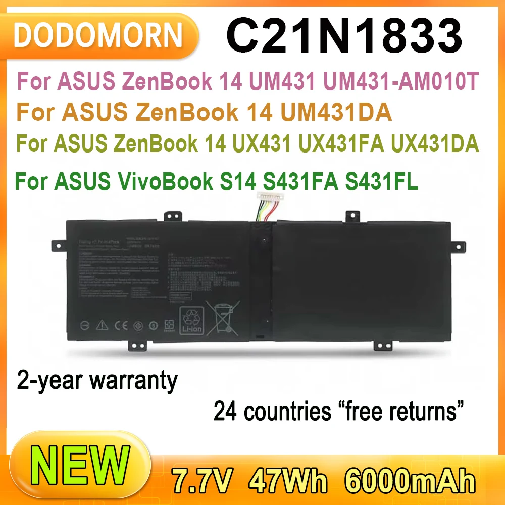 

Новинка C21N1833 Аккумулятор для ноутбука ASUS ZenBook 14 UM431 UM431DA UX431 UX431FA UX431DA UX431FL UX431FN VivoBook S14 S431FA S431FL