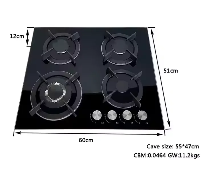 Custom hot sellers 4-burner LPG/natural gas stove, countertop stove glass panel cooktop for home use