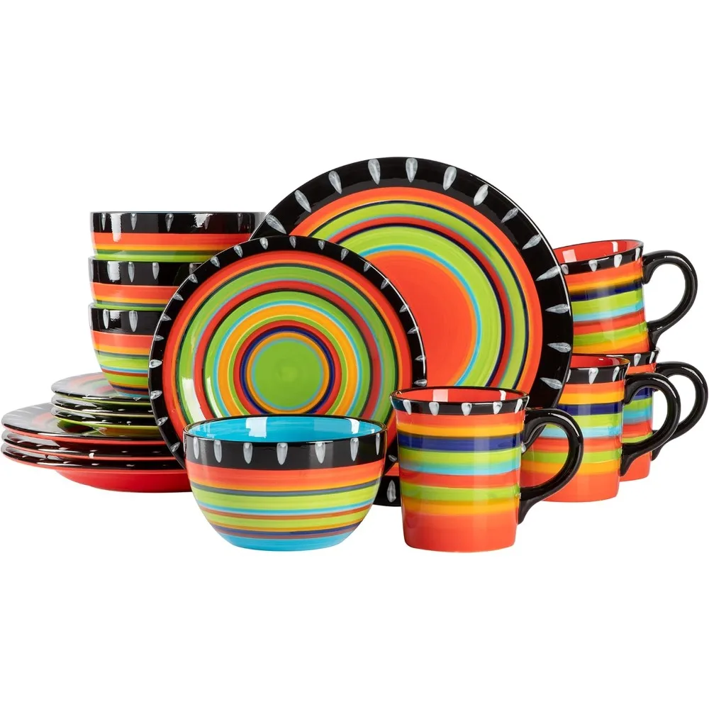 

Gibson Elite Feliz Mesa 16-Piece Handcrafted Painted Dinnerware Set for Four