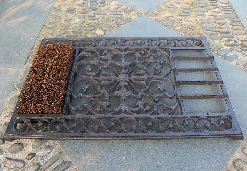 Large Semicircle Cast Iron Front Doormat Heavy Duty Non Slip Shoe Scraper Vintage Entrance Outdoor Mat Decor