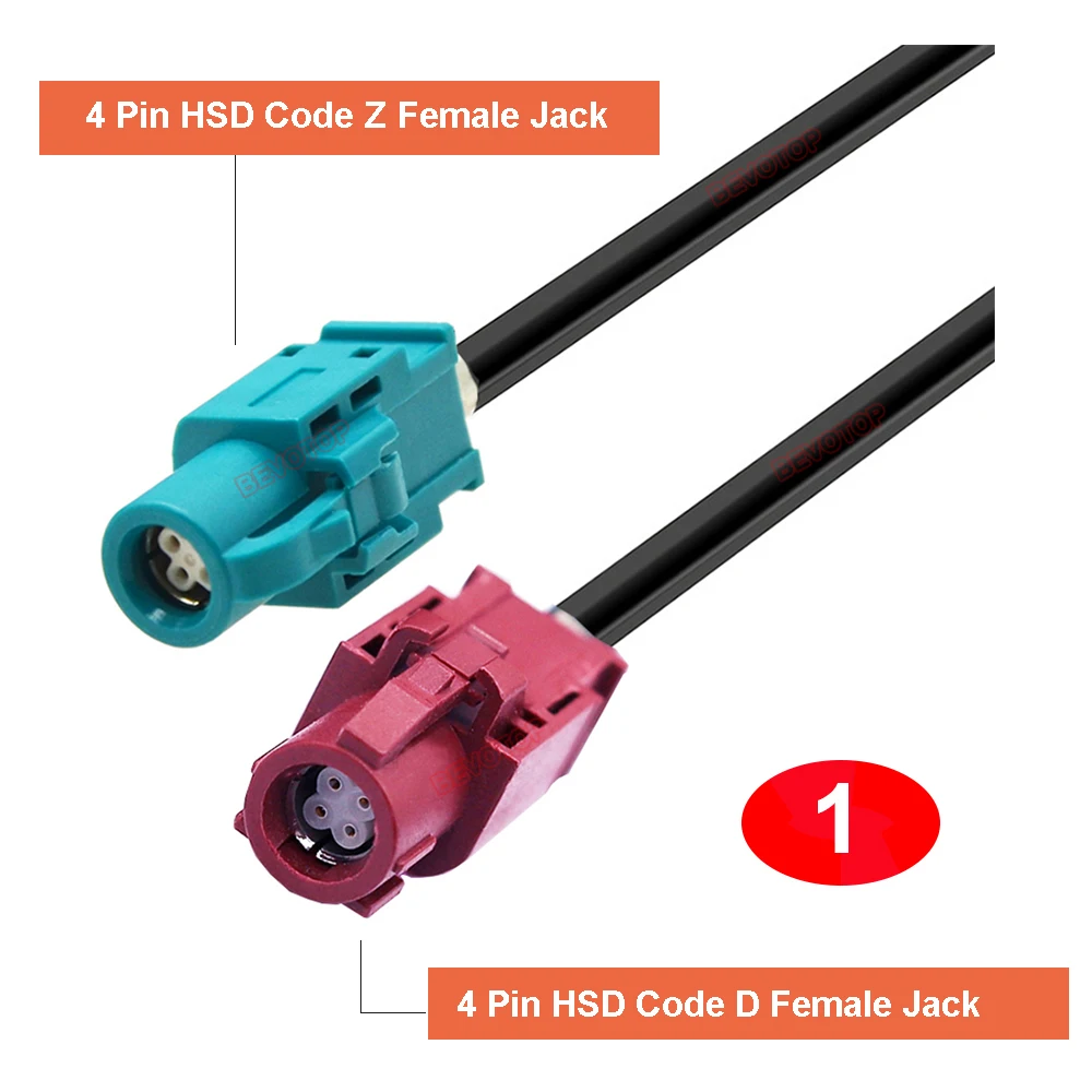 1PCS Car LVDS Video Line 4Pin HSD D to HSD Z Female to Female Straight/Right Angle 90° Jack 4-Core 535 Wire Harness Auto Cable