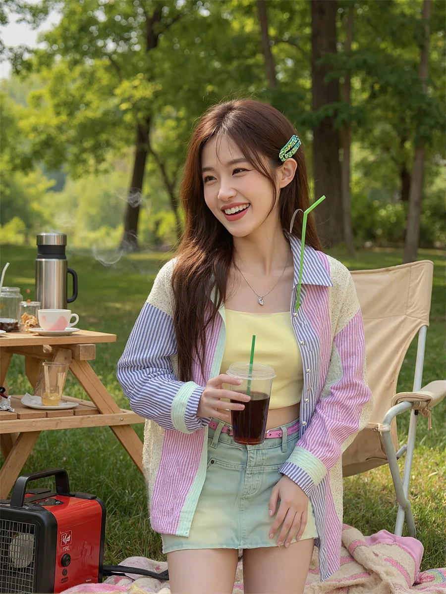 

Женская летняя рубашка с длинным рукавом в стиле пэчворк с v-образным вырезом и пуговицами спереди, облегающие элегантные простые базовые минималистичные модные топы, блузки для работы