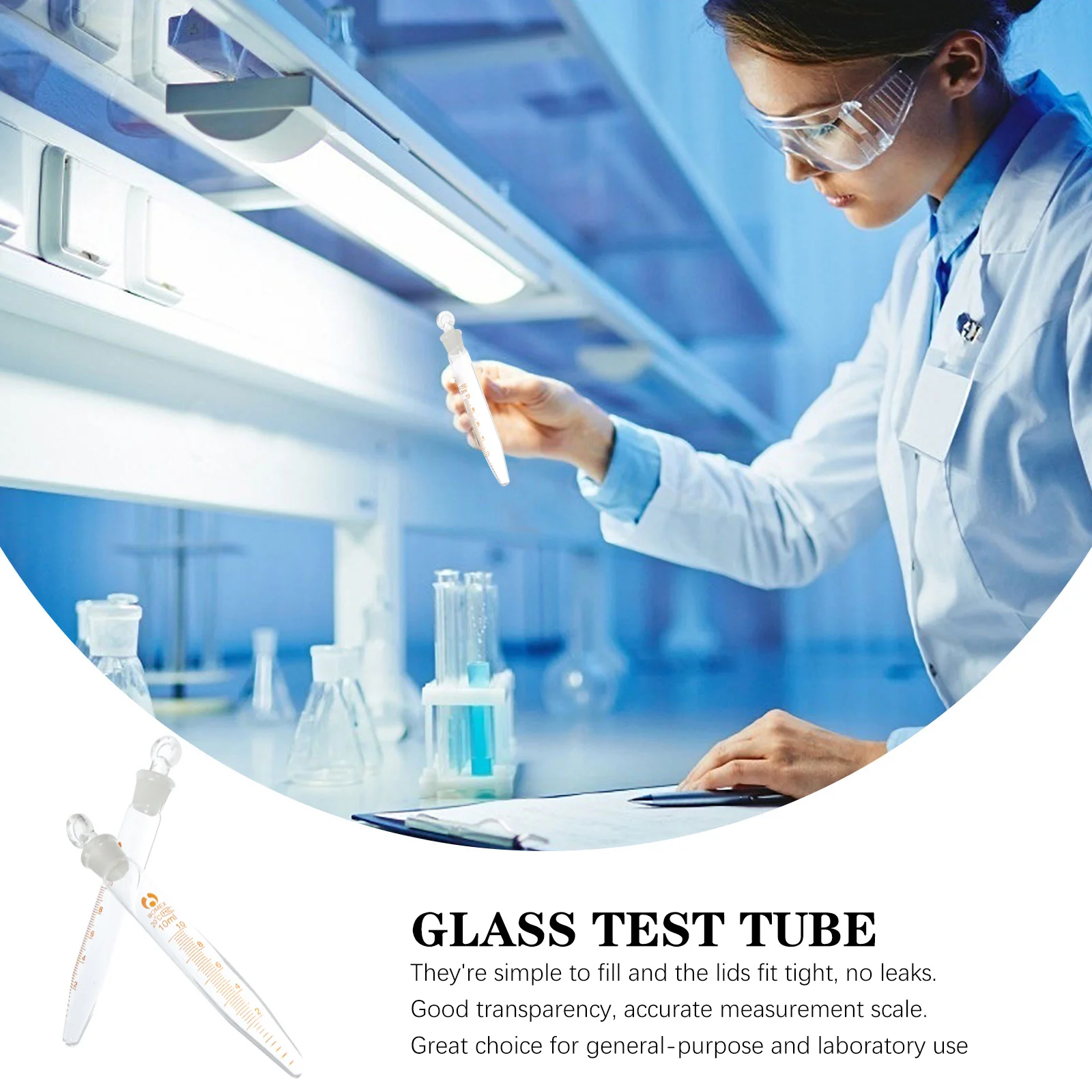 

2Pcs Glass Tubes 10ml Test Tubes Lids Scientific Laboratory Experiment Accurate Measurement Scale Reliable