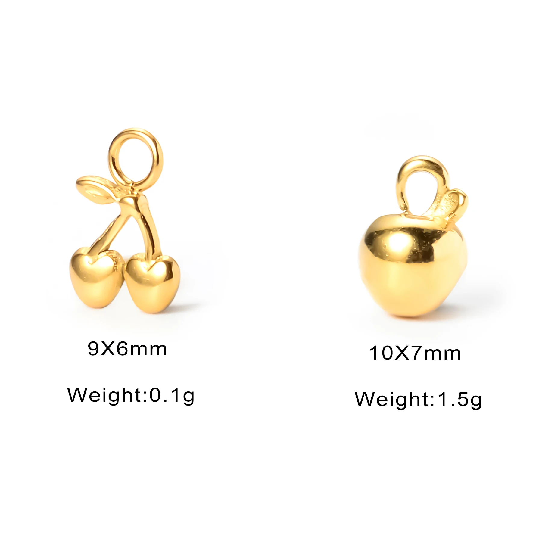 2 buah jimat ceri/Apple liontin baja tahan karat aksesori warna emas untuk DIY kalung anting bahan pembuatan perhiasan