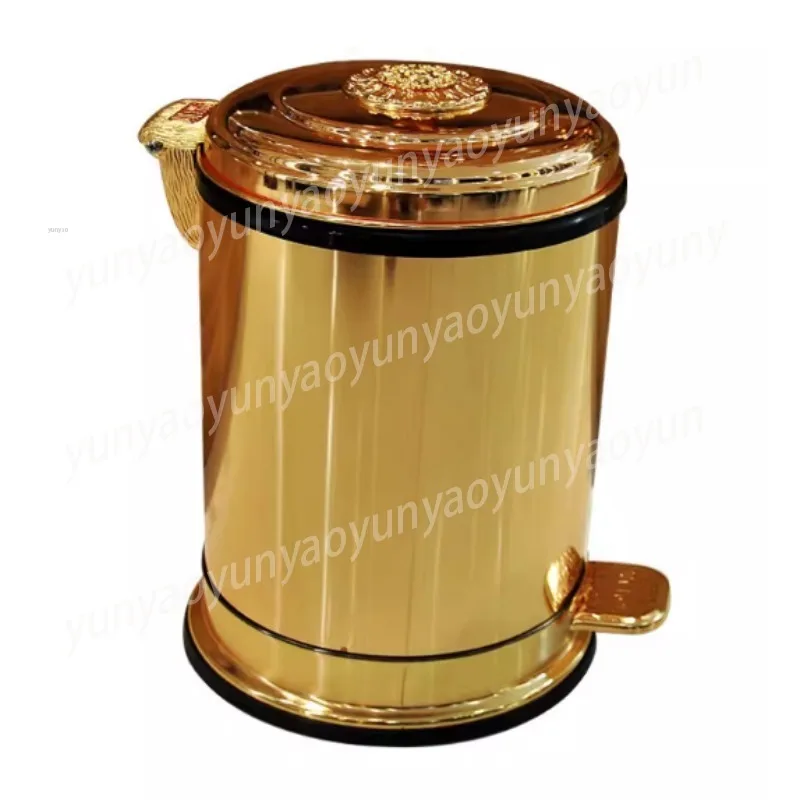 Golden Pedal Trash Can for Kitchen Bathroom, Luxury Foot Operated Waste Bin,CreativeModern Home Decor for Living Room and Toilet