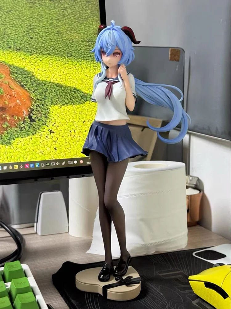 متوفر في المخزون Genshin Jk Ganyu نموذج لعبة الشكل اعتراف نمط لطيف الفتيات اللعب جمع حالة الكمبيوتر زينة زخرفية