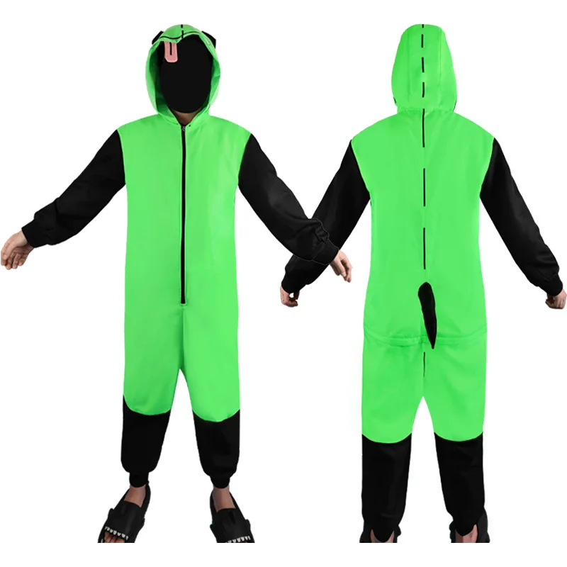 Dieren Eendelige Jumpsuits Met Oren Halloween Outfits Anime Indringer Zim Kostuum Onesies Pyjama Allien Cosplay Hoodie Bodysuit