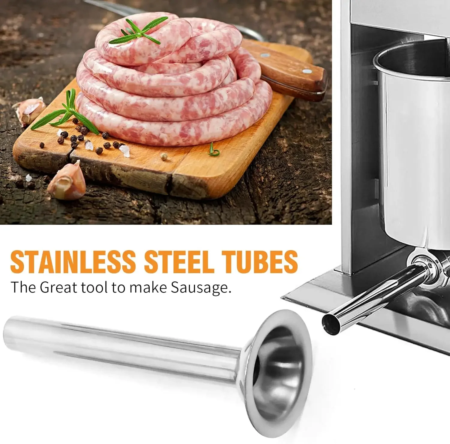 Stainless Steel Sausage Filling Tool, Small Sausage Tube, Funnel Mouth, Large Horn Mouth, Meat Grinder Accessories view 6
